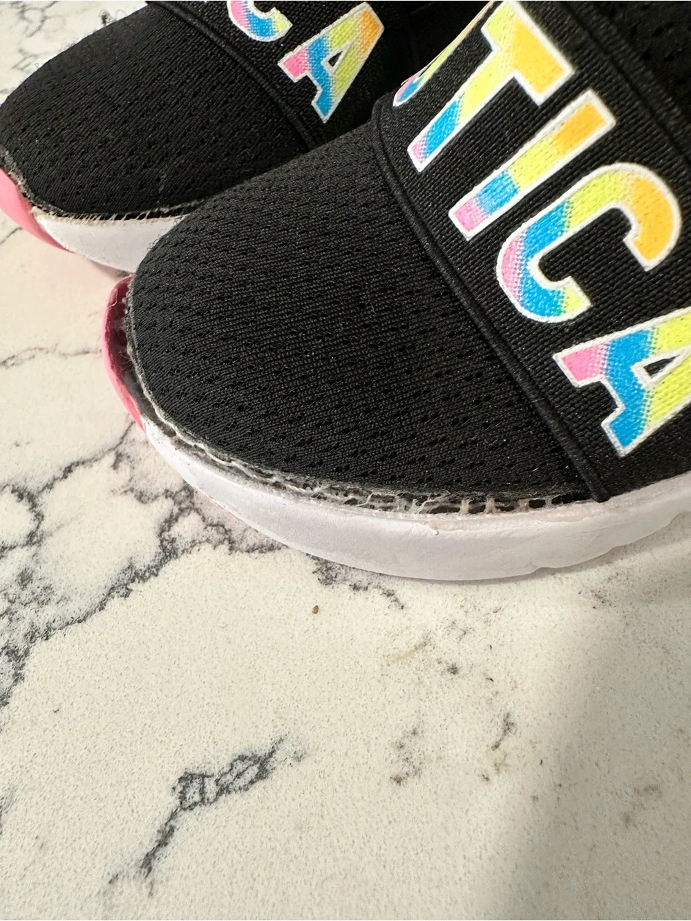 Nautica Kids Black Slip-On Sneakers with Rainbow Trim